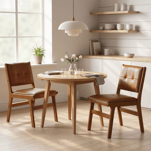 HOMCOM Conjunto de 2 Cadeiras de Jantar, Cadeiras Modernas de Cozinha, Estofadas em PU, Assento Acolchoado, Pés de Madeira, para Sala de Estar, Castanho
