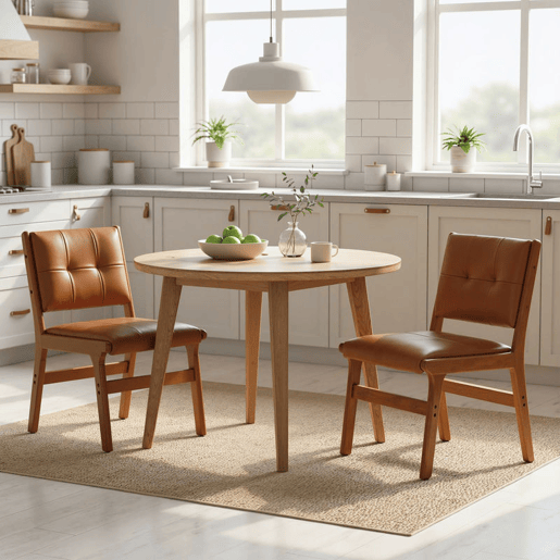 HOMCOM Conjunto de 2 Cadeiras de Jantar, Cadeiras Modernas de Cozinha, Estofadas em PU, Assento Acolchoado, Pés de Madeira, para Sala de Estar, Castanho