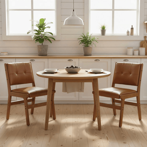 HOMCOM Conjunto de 2 Cadeiras de Jantar, Cadeiras Modernas de Cozinha, Estofadas em PU, Assento Acolchoado, Pés de Madeira, para Sala de Estar, Castanho