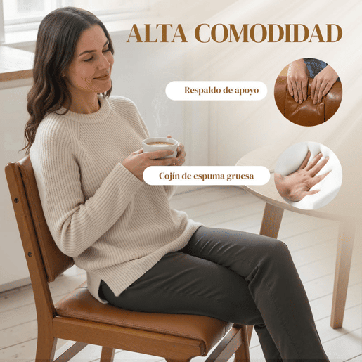 HOMCOM Conjunto de 2 Cadeiras de Jantar, Cadeiras Modernas de Cozinha, Estofadas em PU, Assento Acolchoado, Pés de Madeira, para Sala de Estar, Castanho