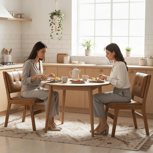 HOMCOM Conjunto de 2 Cadeiras de Jantar, Cadeiras Modernas de Cozinha, Estofadas em PU, Assento Acolchoado, Pés de Madeira, para Sala de Estar, Castanho