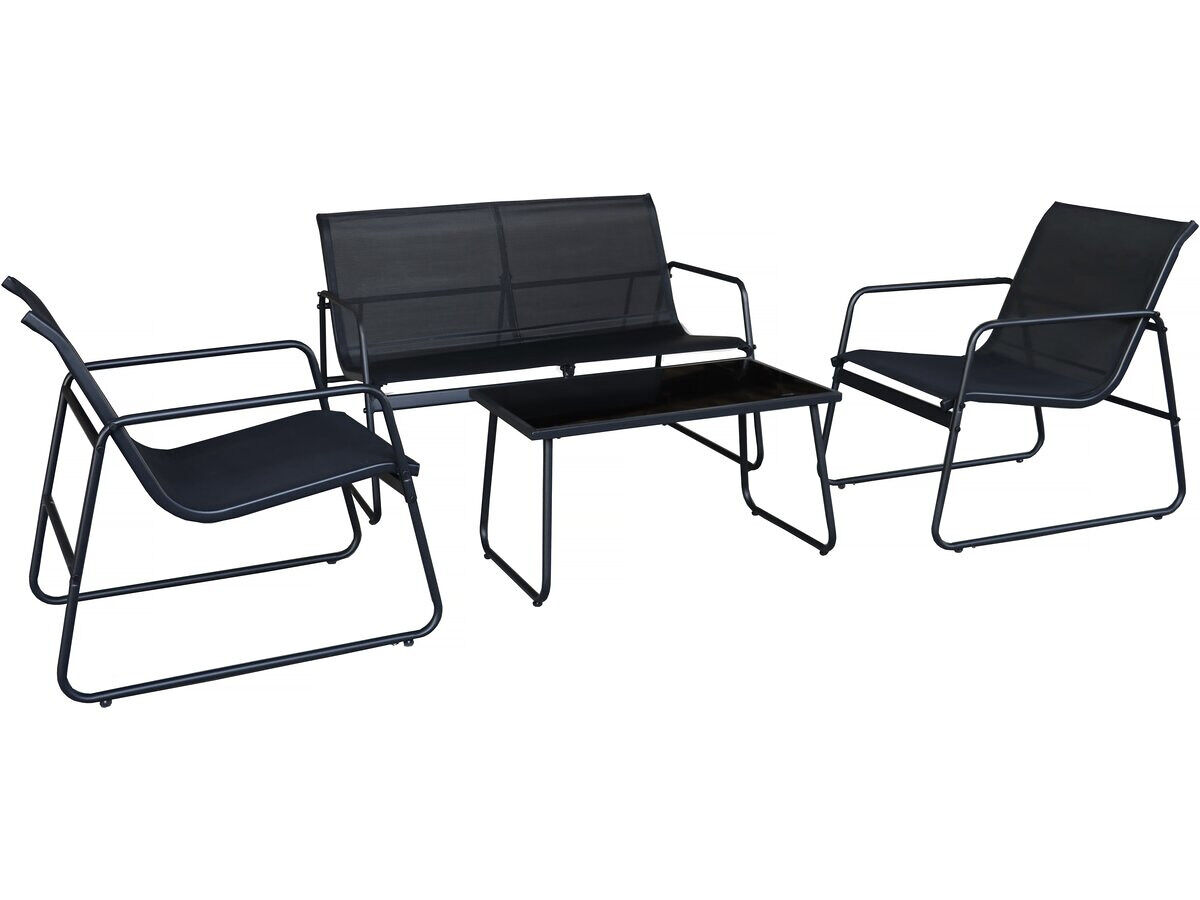 Conjunto de muebles de jardín de metal Negro