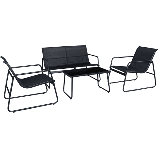 Conjunto de mobiliário de jardim metálico Fortaleza - 4 lugares - Preto