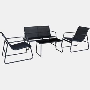 Conjunto de mobiliário de jardim metálico Fortaleza - 4 lugares - Preto