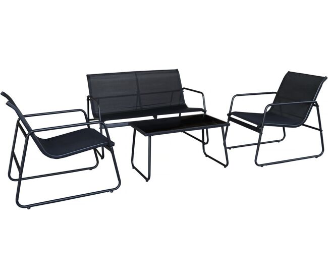 Conjunto de muebles de jardín de metal "fortaleza" - 4 plazas - negro