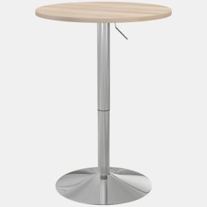 HOMCOM Mesa Alta de Cozinha Mesa Alta de Bar Redonda para 2 Pessoas Altura Ajustável 69-91 cm Tampo Giratório 360° Base de Aço para Sala Sala de Jantar Cozinha 60x60x91 cm Carvalho Claro