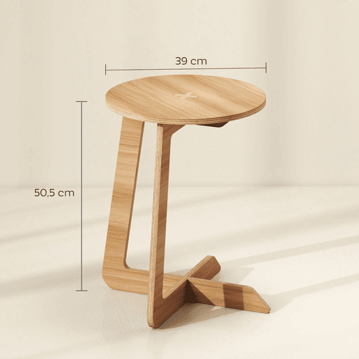 HOMCOM Mesa Auxiliar em Forma de C Mesa Redonda com Montagem Rápida Ideal para Espaços Pequenos Sala, Quarto Ø39x50,5 cm Madeira