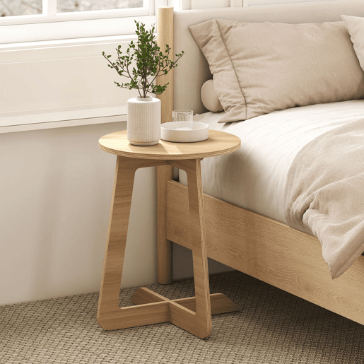 HOMCOM Mesa Auxiliar em Forma de C Mesa Redonda com Montagem Rápida Ideal para Espaços Pequenos Sala, Quarto Ø39x50,5 cm Madeira