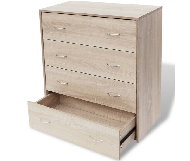 Aparador - mueble de almacenamiento con 4 cajones color roble 60x30,5x71 cm es1707