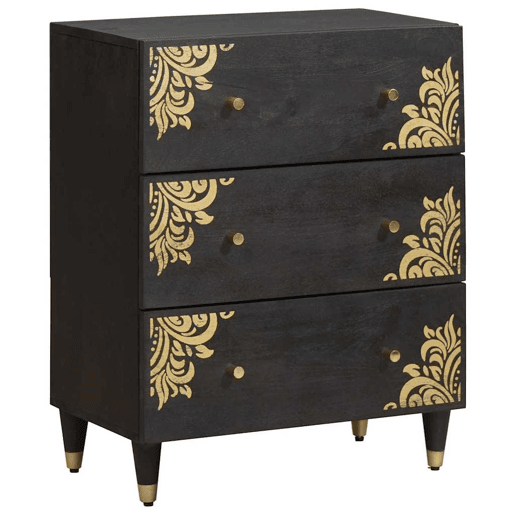Bufete - Móvei de apoio 2 pcs Preto 60 x 33 x 75 cm Madeira de manga maciça pt20