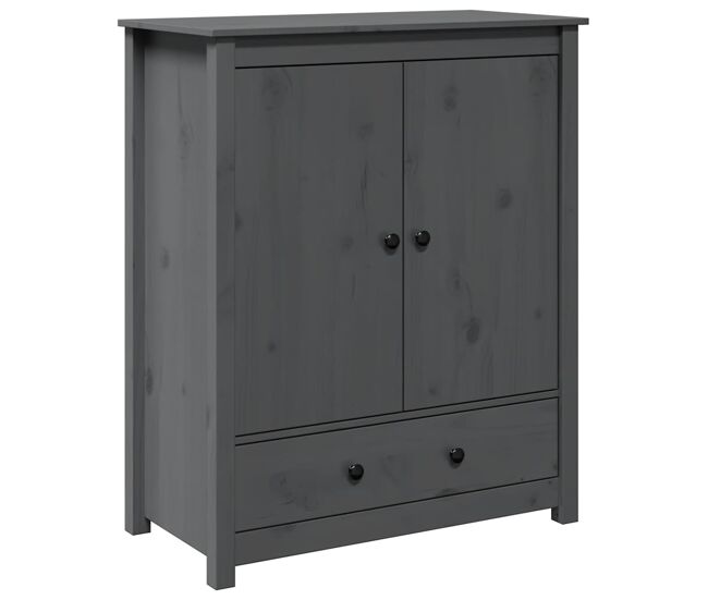 Aparador alto - mueble de almacenamiento de madera maciza de pino gris 83x41,5x100 cm es549