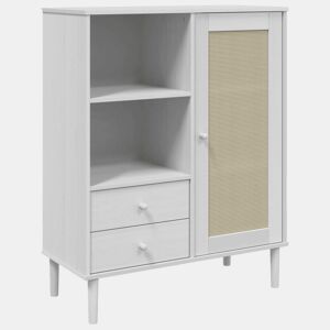 Armários altos - Bufete - Móvel de apoio aspeto vime 90x40x112 cm pinho maciço branco pt1623