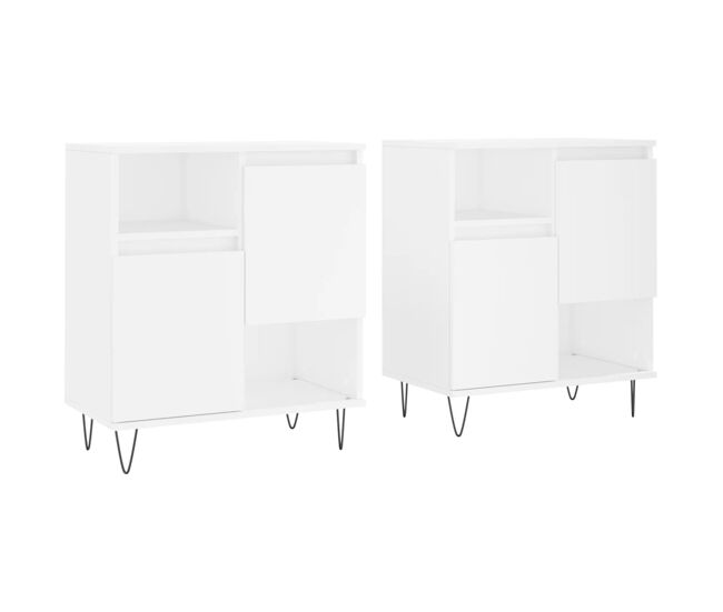 Aparador - muebles de almacenamiento 2 piezas madera contrachapada blanco es5084