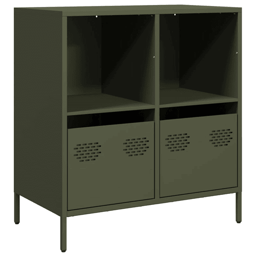 Aparador - Bufete - Móvei de apoio 68x39x73,5 cm aço laminado a frio verde-azeitona pt2327