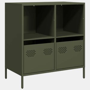 Aparador - Bufete - Móvei de apoio 68x39x73,5 cm aço laminado a frio verde-azeitona pt2327
