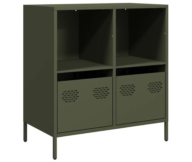 Aparador - mueble de almacenamiento de acero laminado en frío verde oliva 68x39x73,5 cm es2327