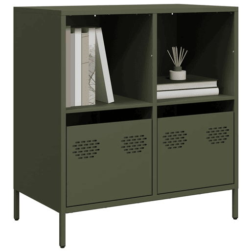 Aparador - Bufete - Móvei de apoio 68x39x73,5 cm aço laminado a frio verde-azeitona pt2327