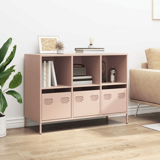Aparador - Bufete - Móvei de apoio 101,5x39x73,5 cm aço laminado a frio rosa pt2307