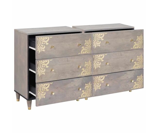 Aparador - mueble de almacenamiento 2 pcs gris 60 x 33 x 75 cm madera de mango maciza es11