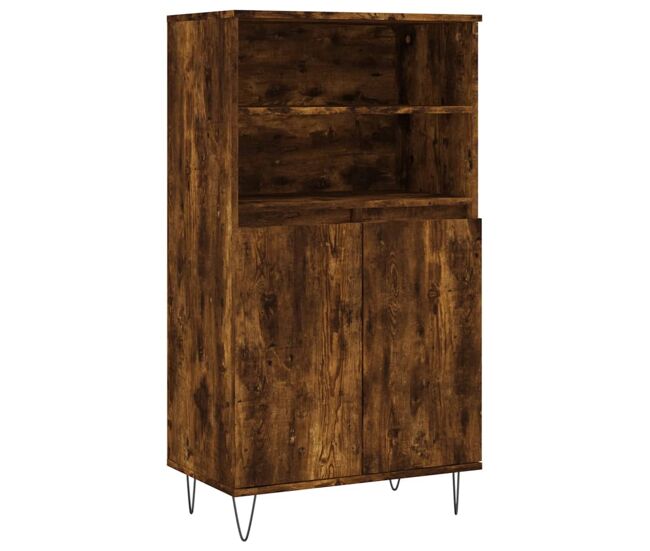 Aparador alto - mueble de almacenamiento madera contrachapada roble ahumado 60x36x110 cm es1172