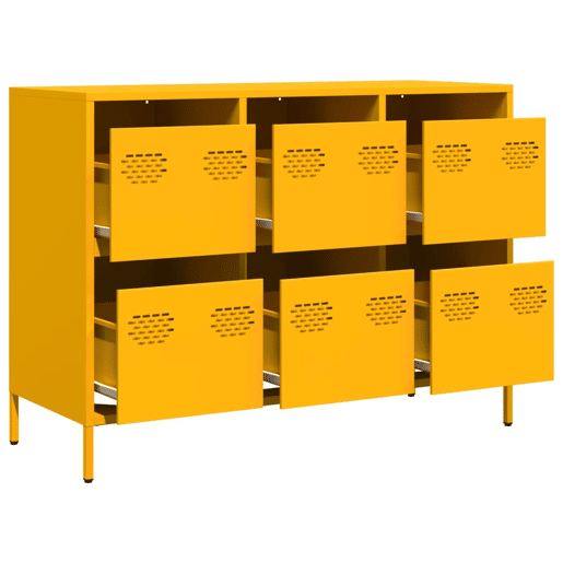 Aparador - Bufete - Móvei de apoio 101,5x39x73,5 cm aço laminado a frio amarelo mostarda pt114