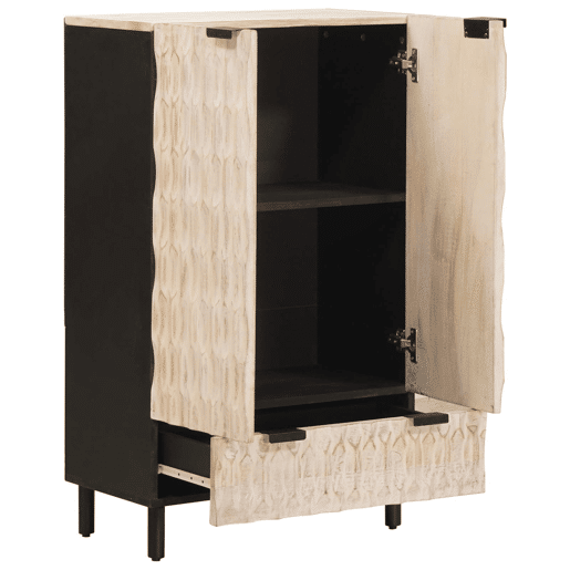 Aparador - Bufete - Móvel de apoio com gaveta Acabamento em Wash Branco 60 x 33 x 100 cm pt374 Aparador - Bufete - Móvel de apoio com gaveta Acabamento em Wash Branco 60 x 33 x 100 cm pt374