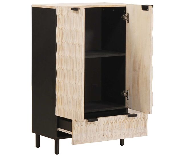 Aparador alto - mueble de almacenamiento con cajón acabado de lavado 60 x 33 x 100 cm es374