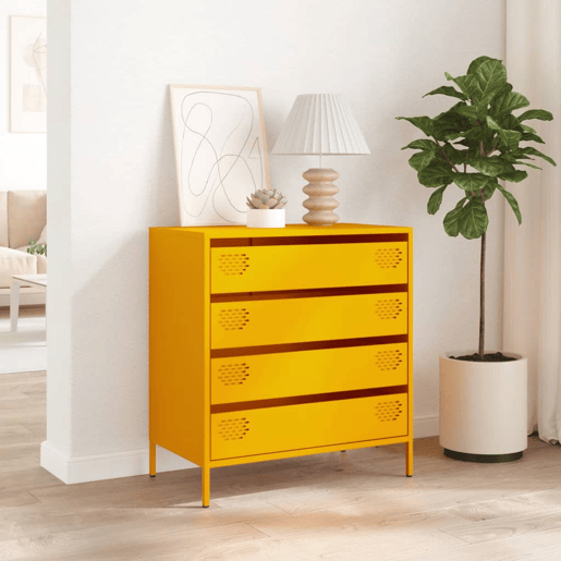 Aparador - Bufete - Móvei de apoio 68x39x73,5 cm aço laminado a frio amarelo mostarda pt110