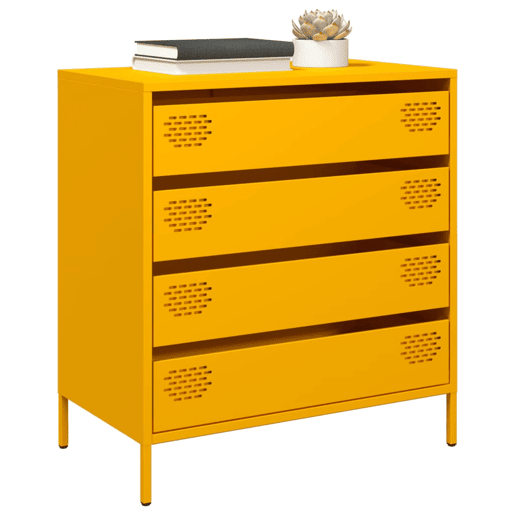 Aparador - Bufete - Móvei de apoio 68x39x73,5 cm aço laminado a frio amarelo mostarda pt110