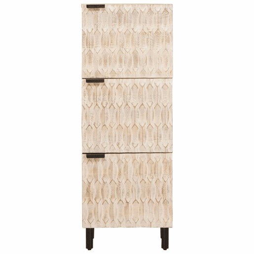 Aparador - Bufete - Móvel de apoio com porta Acabamento em Wash Branco 40 x 33 x 110 cm pt512