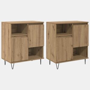 Bufete - Móvei de apoio 2 pcs Carvalho Artesanal 60 x 35 x 70 cm pt27