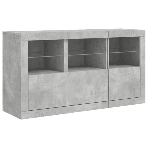 Aparador - Bufete - Móvei de apoio com luzes LED 123x37x67 cm cinzento cimento pt1940