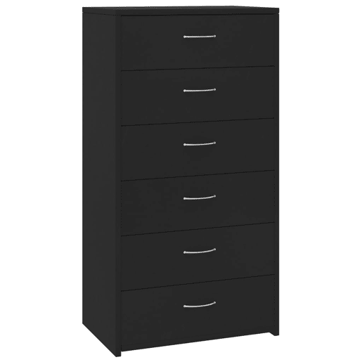Aparador - Bufete - Móvei de apoio com 6 gavetas 50x34x96 cm contraplacado preto pt1719