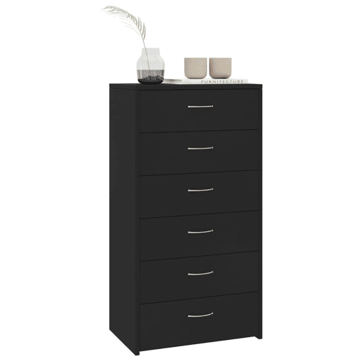 Aparador - Bufete - Móvei de apoio com 6 gavetas 50x34x96 cm contraplacado preto pt1719