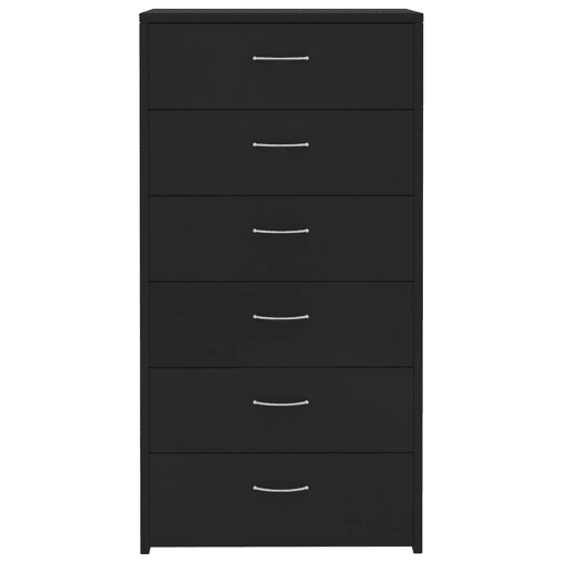 Aparador - Bufete - Móvei de apoio com 6 gavetas 50x34x96 cm contraplacado preto pt1719