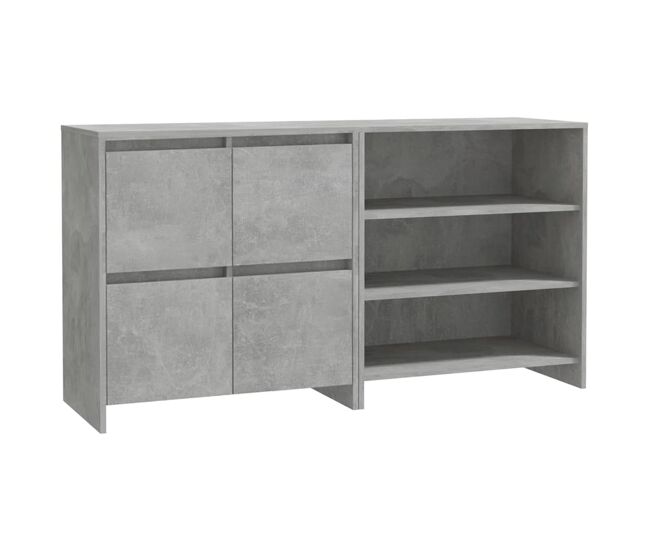 Aparador - mueble de almacenamiento de 2 piezas madera manufacturada gris hormigón es2157