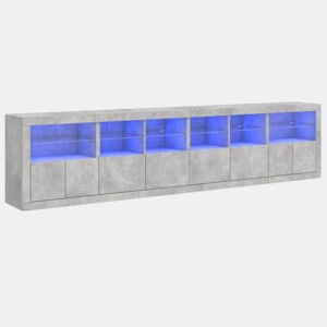Aparador - Bufete - Móvei de apoio com luzes LED 283x37x67 cm cinzento cimento pt1956