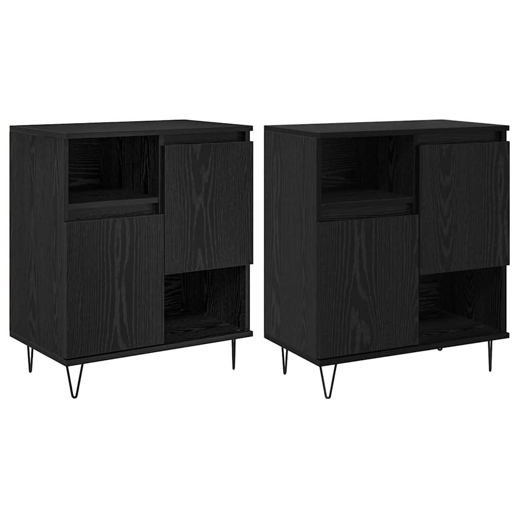 Aparador - Mueble de almacenamiento 2 pcs 60 Negro/ Madera
