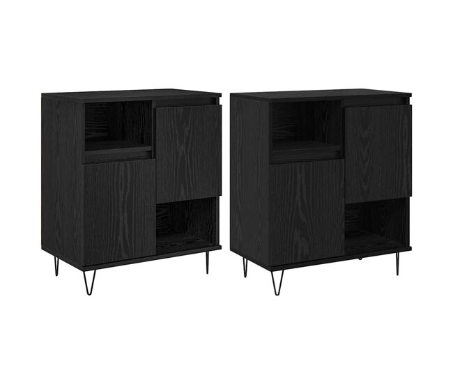 Aparador - mueble de almacenamiento 2 pcs roble negro 60 x 35 x 70 cm es35