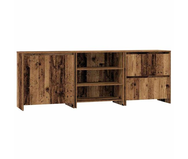 Aparador - mueble de almacenamiento con cajón 3 pcs madera vieja 70 x 41 x 75 cm es1730