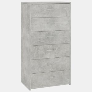 Aparador - Bufete - Móvei de apoio c 6 gavetas 50x34x96cm contraplacado cinzento cimento pt1714