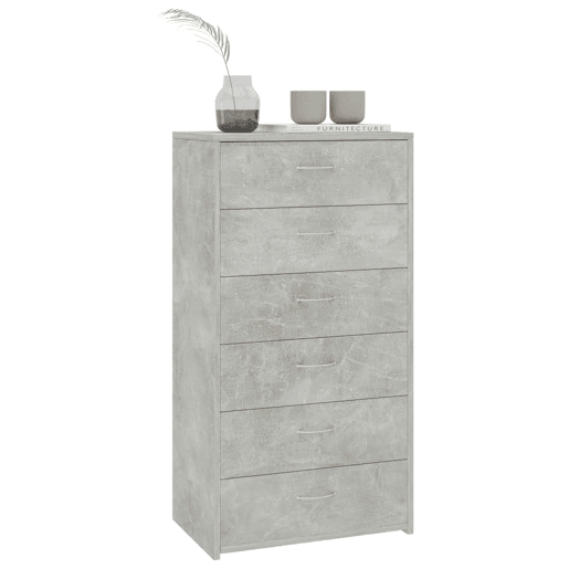 Aparador - Bufete - Móvei de apoio c 6 gavetas 50x34x96cm contraplacado cinzento cimento pt1714