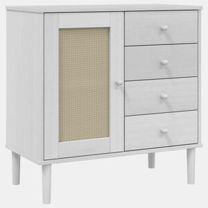 Aparador - Bufete - Móvei de apoio aspeto de vime 80x40x80 cm pinho maciço branco pt1650