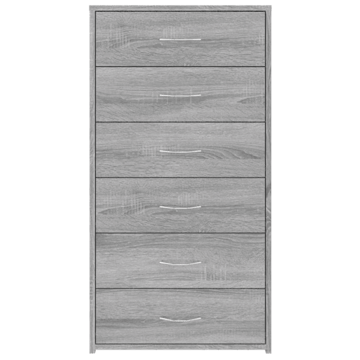 Aparador - Bufete - Móvei de apoio c 6 gavetas 50x34x96cm derivados madeira cinza sonoma pt1715