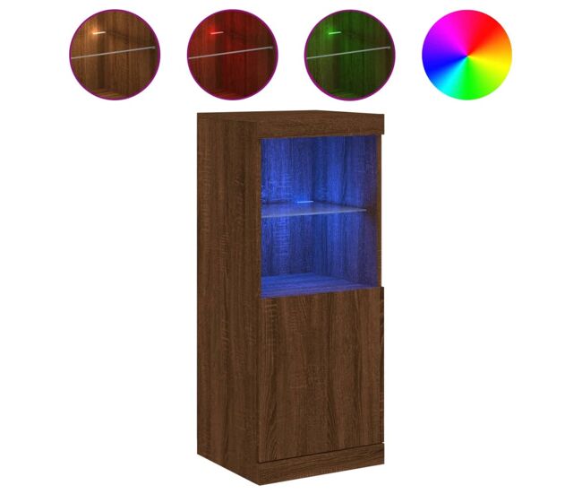 Aparador - mueble de almacenamiento con luces led roble marrón 41x37x100 cm es2052