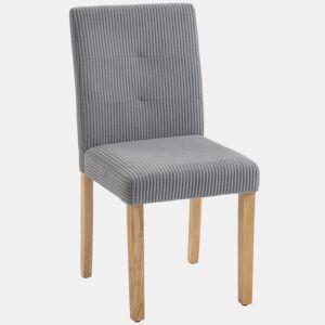 HOMCOM Conjunto de 4 Cadeiras de Jantar Modernas Encosto Alto Estofadas em Tecido Canelado Tipo Veludo Assento Acolchoado Pernas de Madeira 44x56x90 cm Cinzento