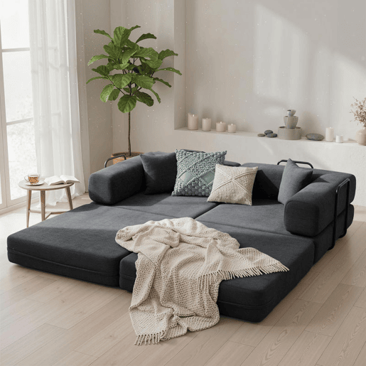 HOMCOM Sofá Cama de 2 Lugares Dobrável Sofá Cama Estofado em Chenilla com 2 Almofadas Braços Largos Acolchoamento Grosso Sem Necessidade de Montagem para Quarto Sala Cinzento Escuro HOMCOM Sofá Cama de 2 Lugares Dobrável Sofá Cama Estofado em Chenilla com 2 Almofadas Braços Largos Acolchoamento Grosso Sem Necessidade de Montagem para Quarto Sala Cinzento Escuro