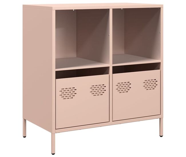 Aparador - mueble de almacenamiento de acero laminado en frío rosa 68x39x73,5 cm es2316