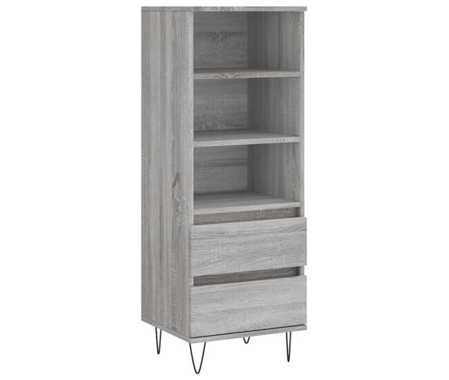 Aparador alto - mueble de almacenamiento madera contrachapada gris sonoma 40x36x110 cm es1054