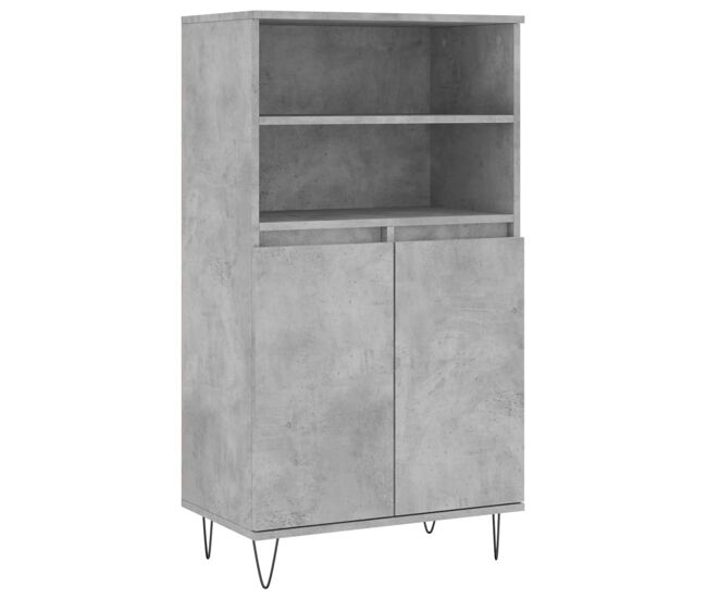 Aparador alto - mueble de almacenamiento madera contrachapada gris hormigón 60x36x110 cm es858